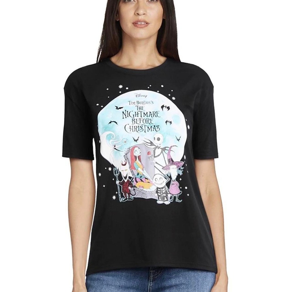 Disney Tim Burton's The Nightmare Before Christmas black cotton t-shirt